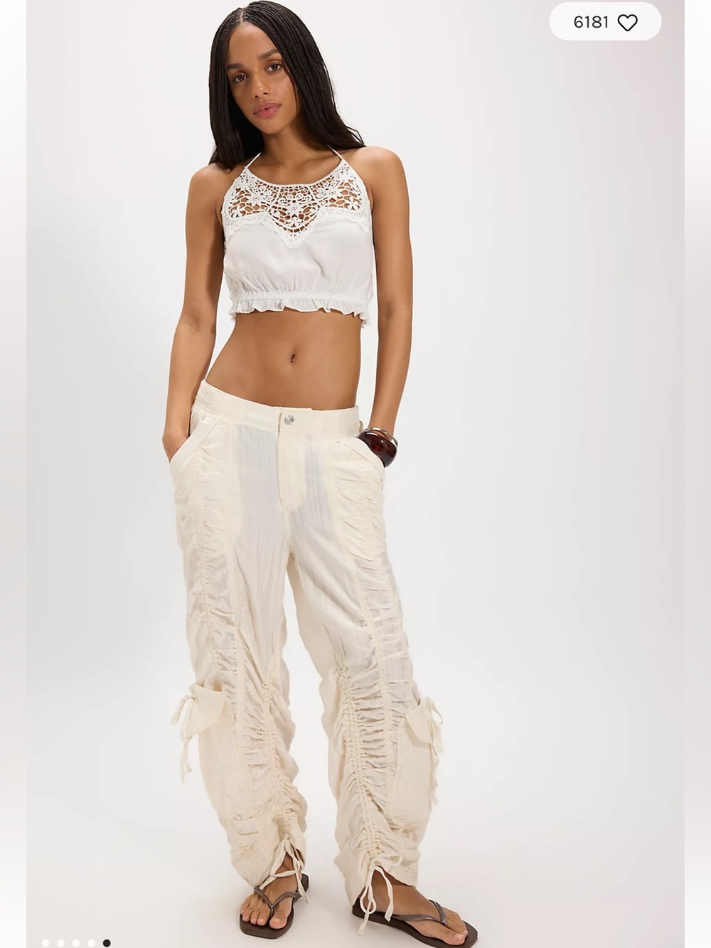 Free People We The Free Scorpio Shirred Mid-Rise Cargo Pants Size Small NWOT